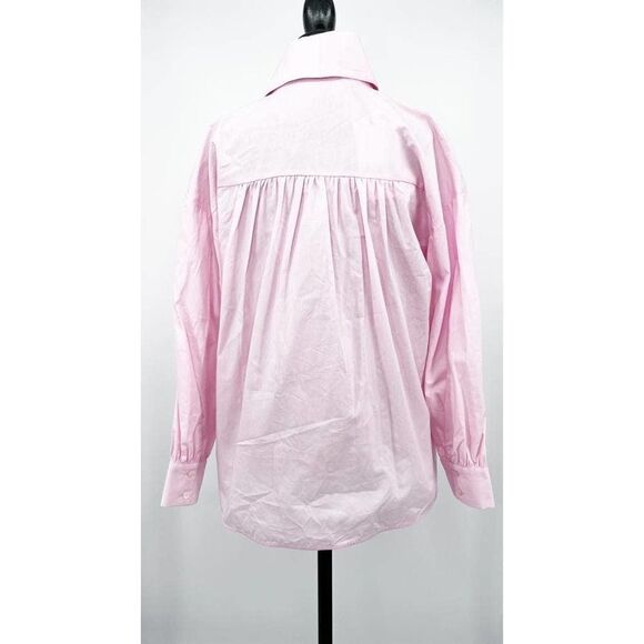 ZARA NWT Mid-pink Tied Poplin Longsleeves Blouse SMALL - Picture 4 of 13